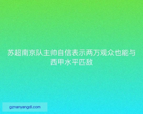 苏超南京队主帅自信表示两万观众也能与西甲水平匹敌