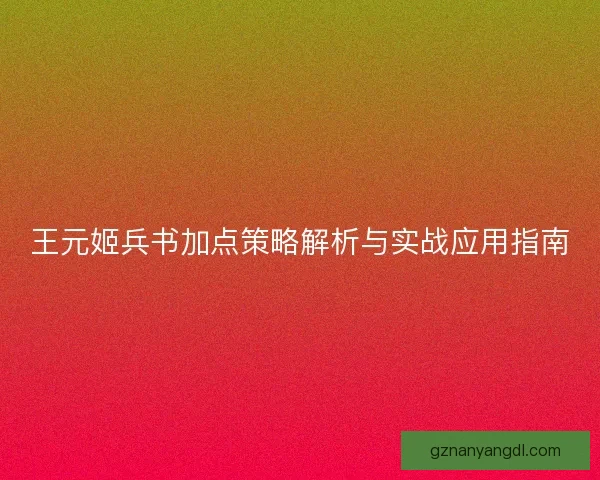 王元姬兵书加点策略解析与实战应用指南