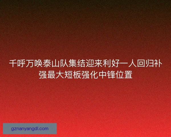 千呼万唤泰山队集结迎来利好一人回归补强最大短板强化中锋位置