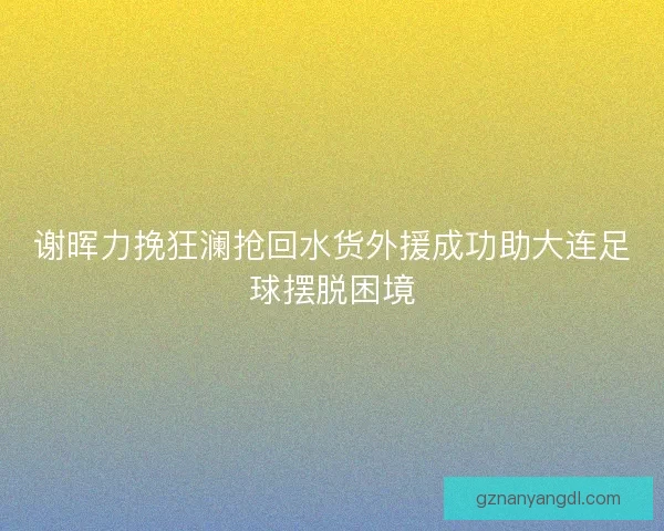 谢晖力挽狂澜抢回水货外援成功助大连足球摆脱困境