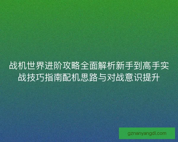 战机世界进阶攻略全面解析新手到高手实战技巧指南配机思路与对战意识提升 战机世界进阶攻略全面解析新手到高手实战技巧指南配机思路与对战意识提升